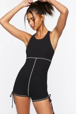 Active Cotton-Blend Drawstring Romper