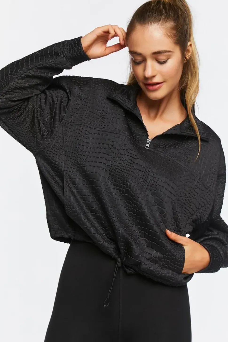 Active Croc Print Half-Zip Pullover