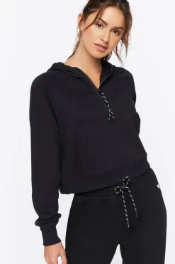 Active Cropped Half-Zip Hoodie