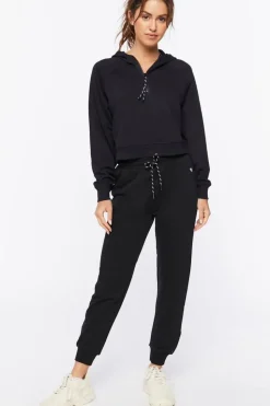 Active Cropped Half-Zip Hoodie