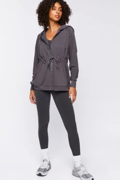 Active Drawstring Zip-Up Hoodie