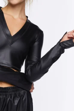 Active Faux Leather Crop Top