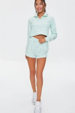 Active Floral Half-Zip Pullover