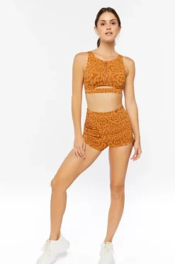 Active Geo Print Drawstring Biker Shorts