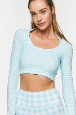 Active Gingham Halter Crop Top