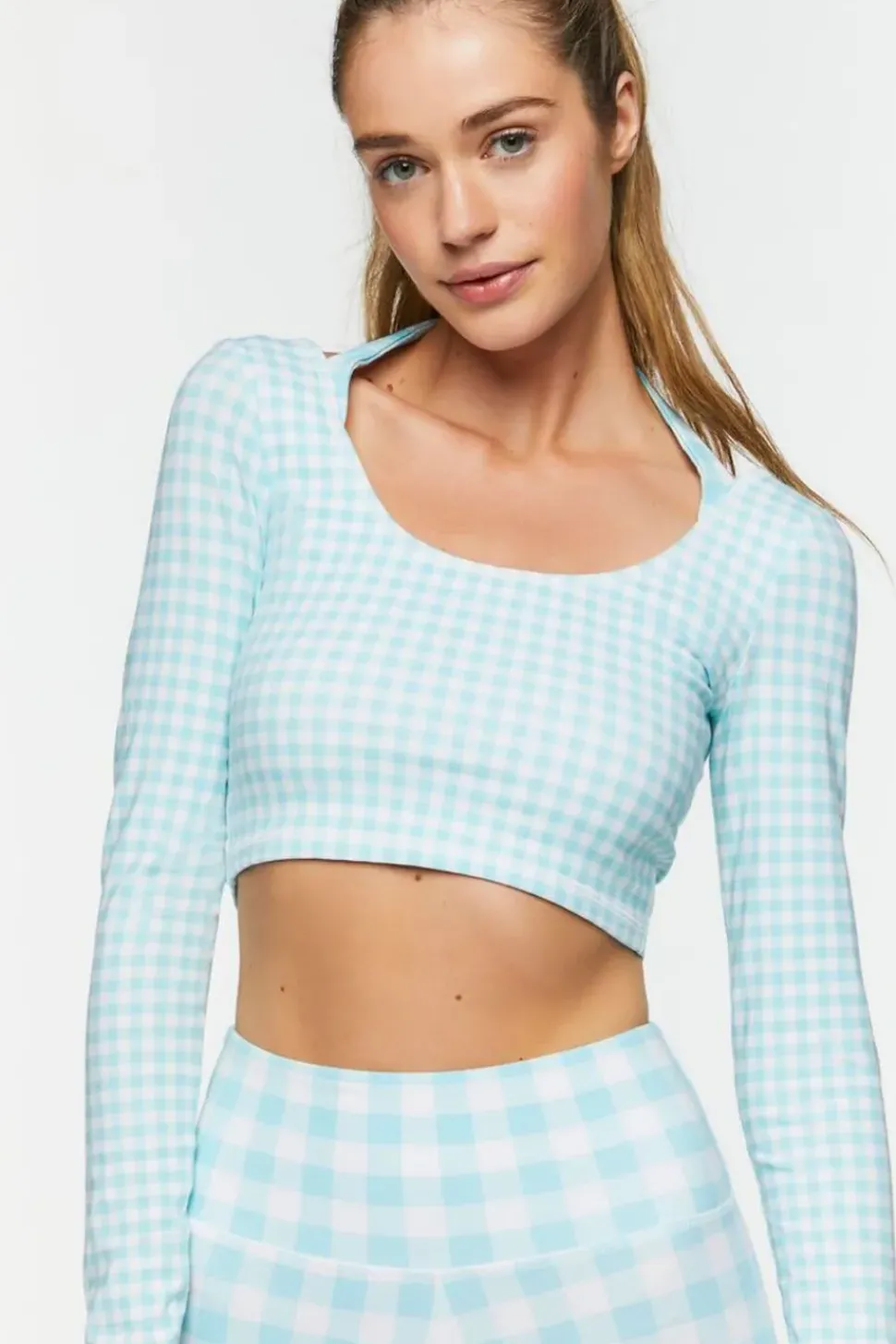 Active Gingham Halter Crop Top