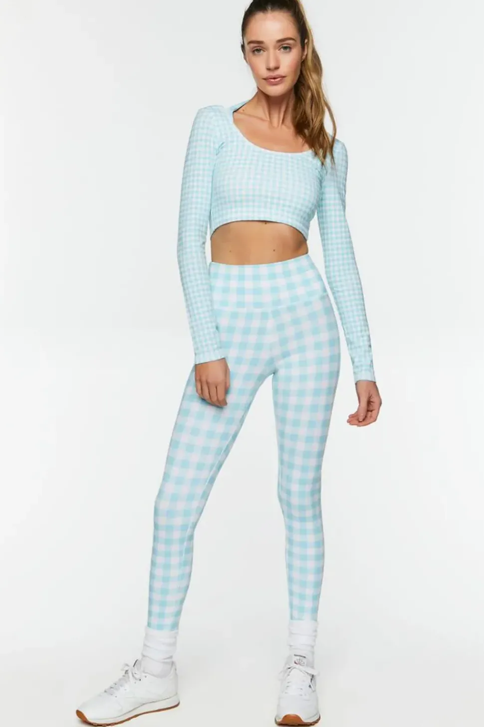 Active Gingham Halter Crop Top