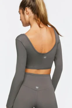 Active Lace-Up Long-Sleeve Crop Top