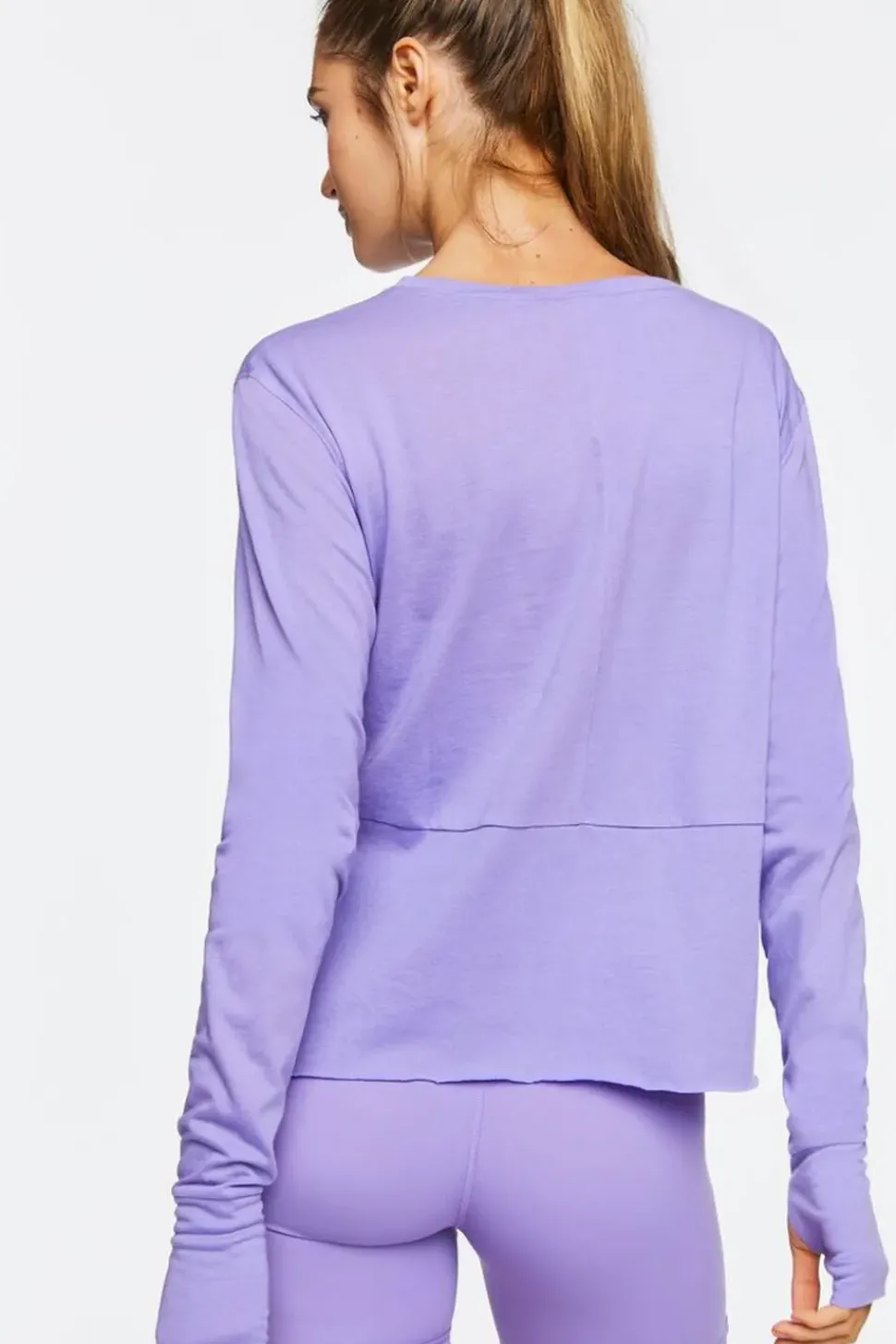 Active Long-Sleeve Raw-Cut Top