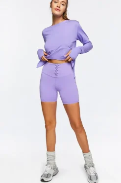Active Long-Sleeve Raw-Cut Top
