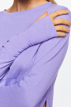 Active Long-Sleeve Raw-Cut Top