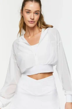 Active Mesh Cropped Zip-Up Jacket