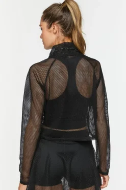 Active Mesh Netted Drawstring Top