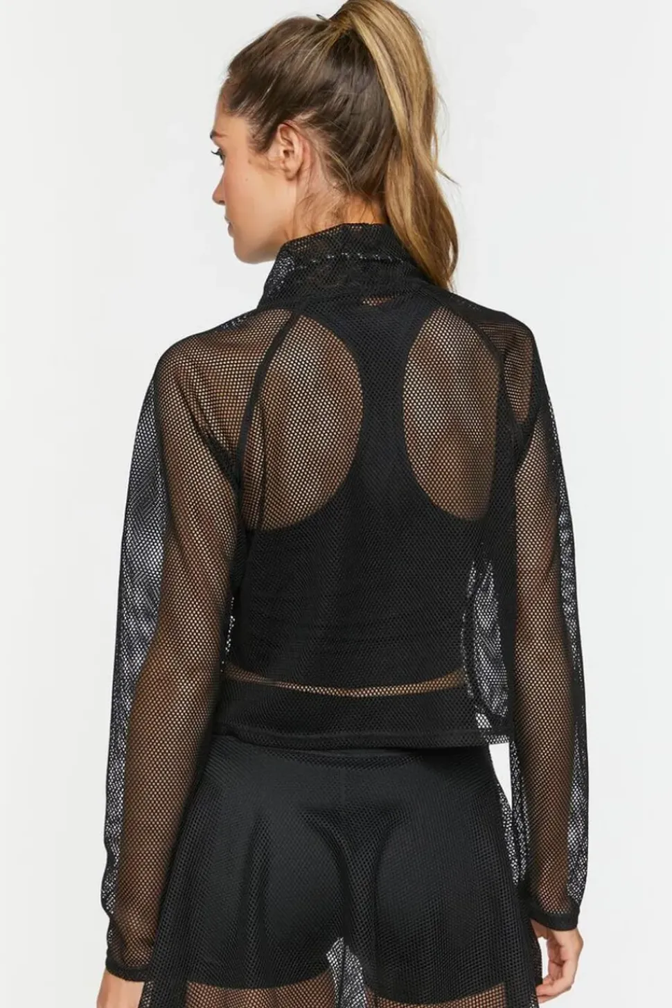 Active Mesh Netted Drawstring Top