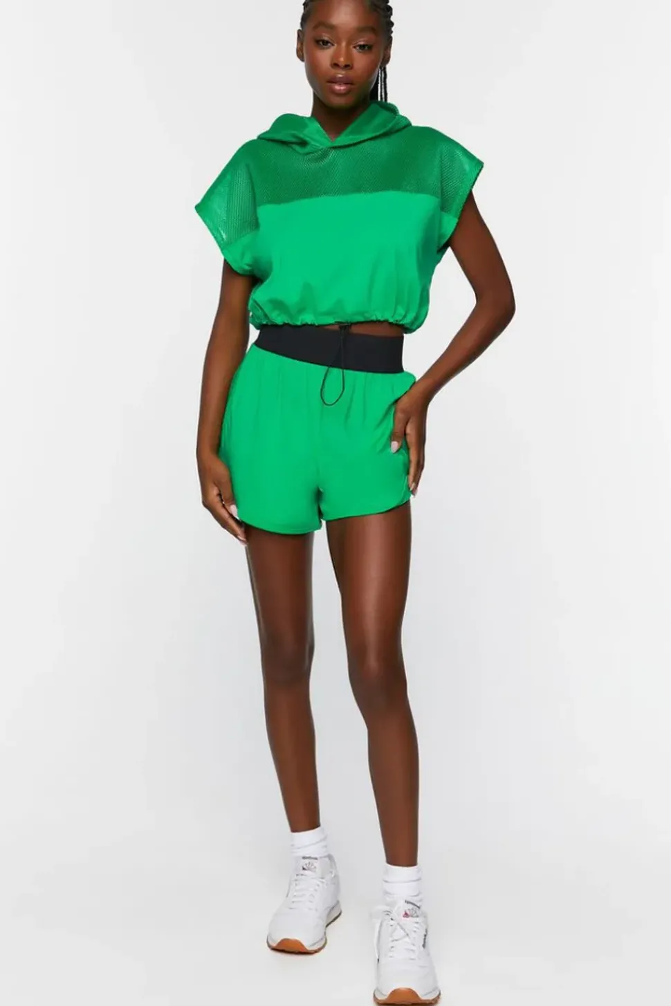 Active Mesh Panel Drawstring Top