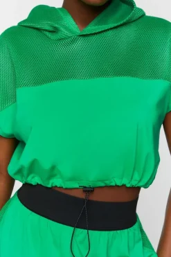 Active Mesh Panel Drawstring Top