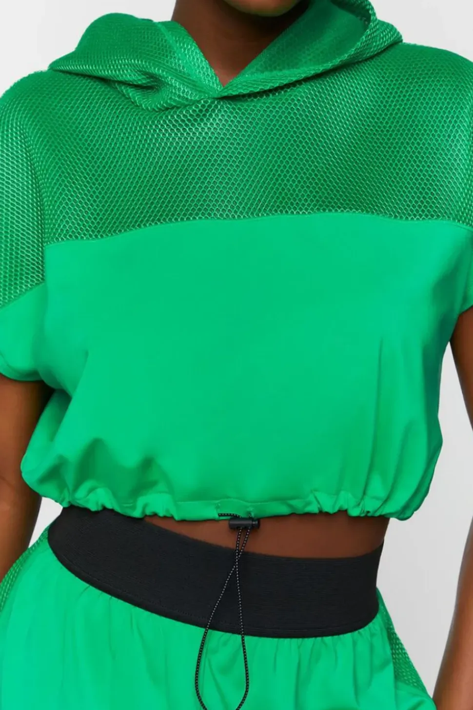 Active Mesh Panel Drawstring Top
