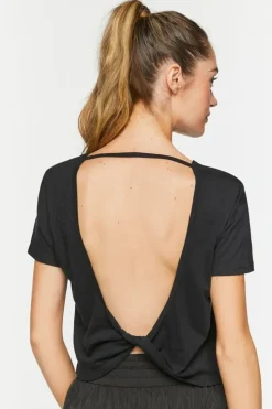 Active Open-Back Twisted Crop Top