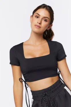 Active Ruched Drawstring Crop Top