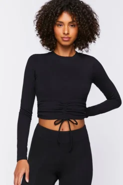 Active Ruched Drawstring Crop Top