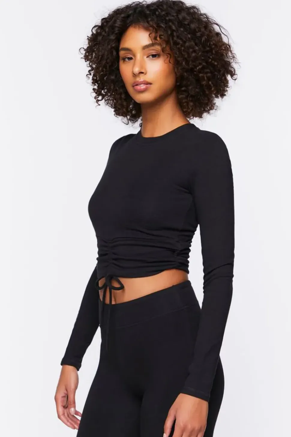 Active Ruched Drawstring Crop Top
