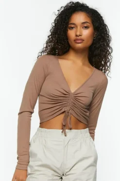 Active Ruched Drawstring Crop Top