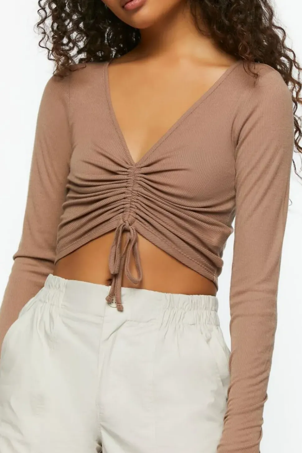 Active Ruched Drawstring Crop Top