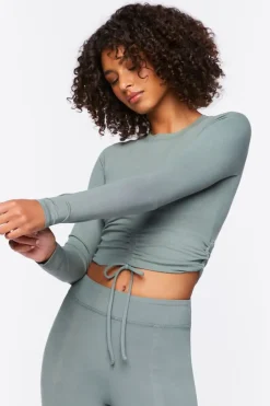 Active Ruched Drawstring Crop Top