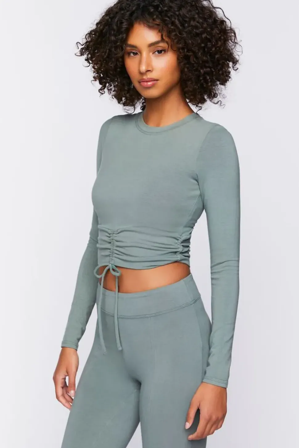 Active Ruched Drawstring Crop Top