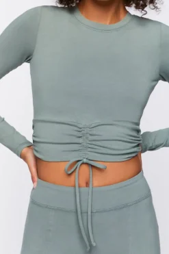 Active Ruched Drawstring Crop Top