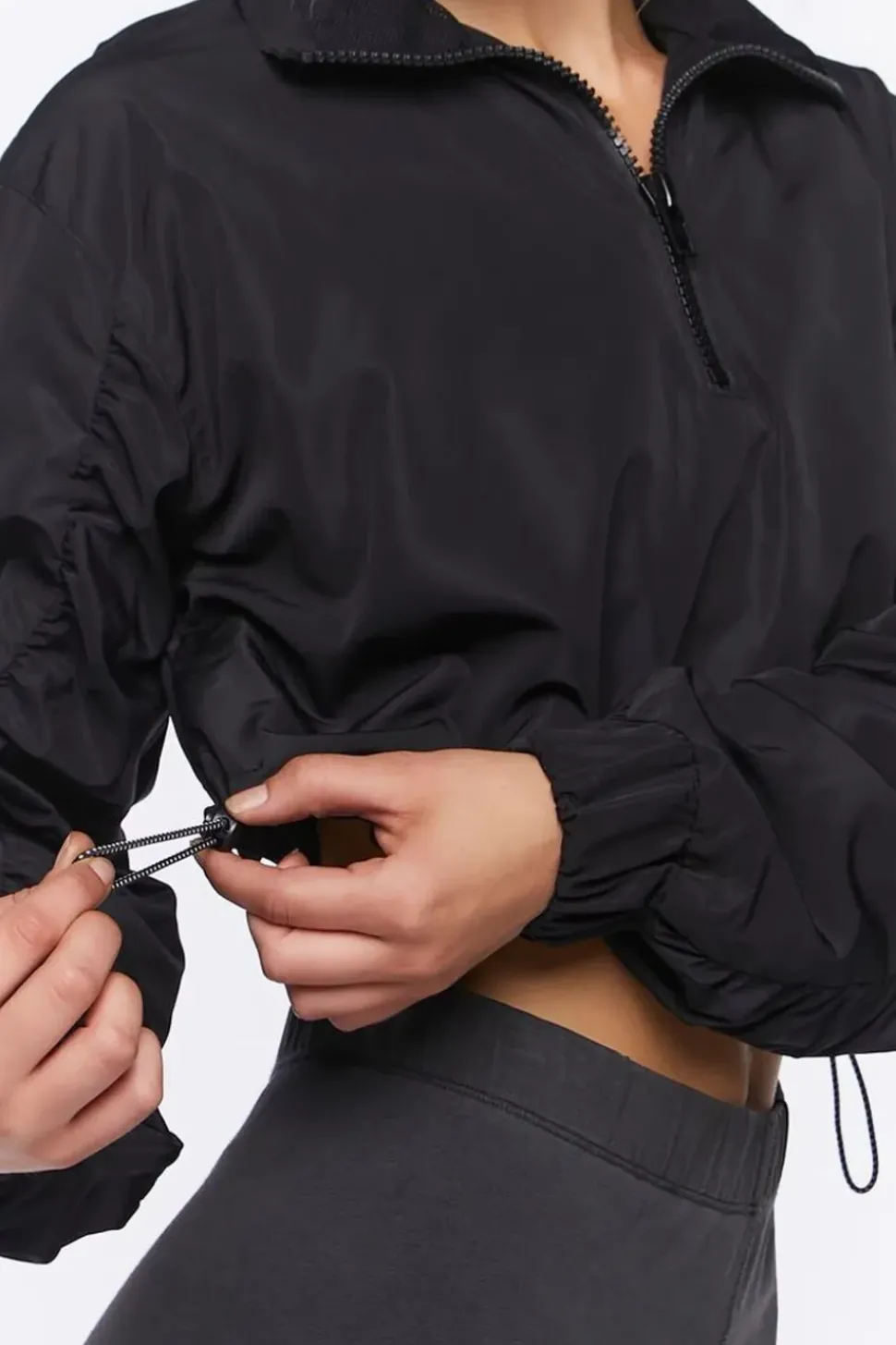 Active Ruched-Sleeve Windbreaker