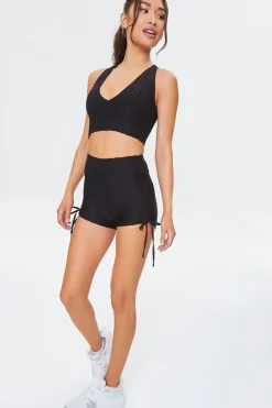 Active Textured Drawstring Biker Shorts
