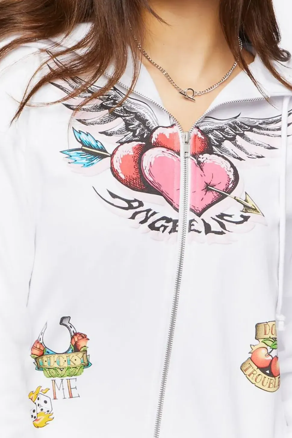 Angelic Graphic Zip-Up Hoodie