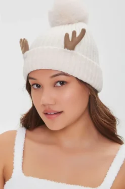 Antlers Pom Pom Beanie