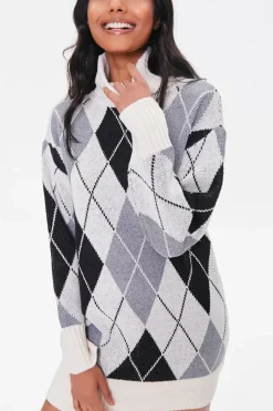 Argyle Mini Sweater Dress