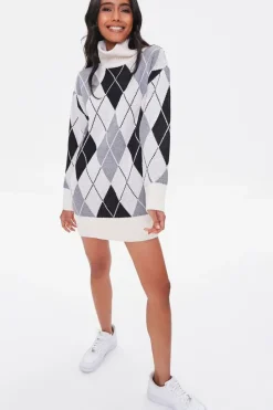 Argyle Mini Sweater Dress