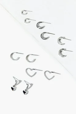 Assorted Heart Hoop Earring Set