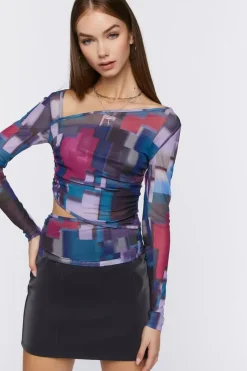 Asymmetrical Abstract Print Top