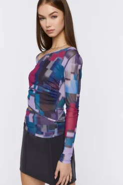 Asymmetrical Abstract Print Top