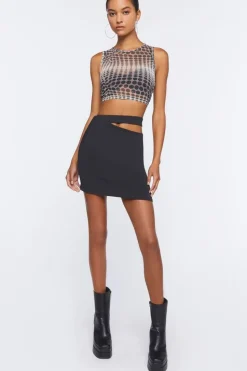 Asymmetrical Cutout Mini Skirt