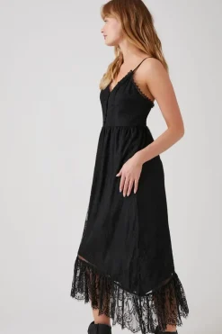 Asymmetrical Lace Midi Dress