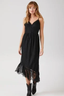 Asymmetrical Lace Midi Dress