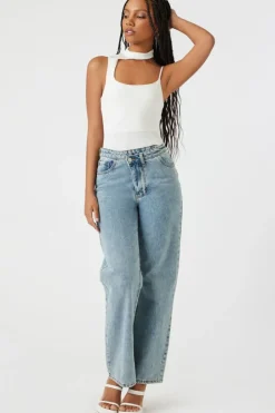 Asymmetrical Mock Neck Cami Bodysuit
