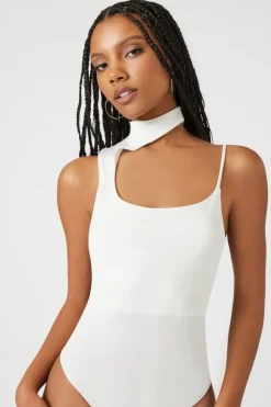 Asymmetrical Mock Neck Cami Bodysuit