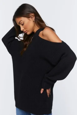 Asymmetrical Open-Shoulder Sweater