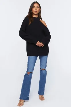 Asymmetrical Open-Shoulder Sweater