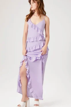 Asymmetrical Ruffle Maxi Dress