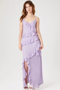 Asymmetrical Ruffle Maxi Dress