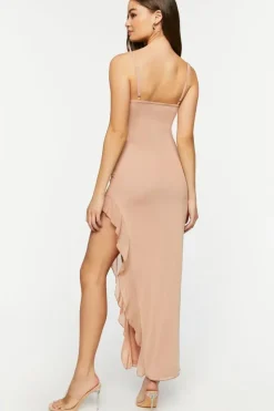 Asymmetrical Ruffle-Trim Maxi Dress