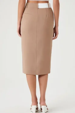 Asymmetrical Split-Hem Midi Skirt